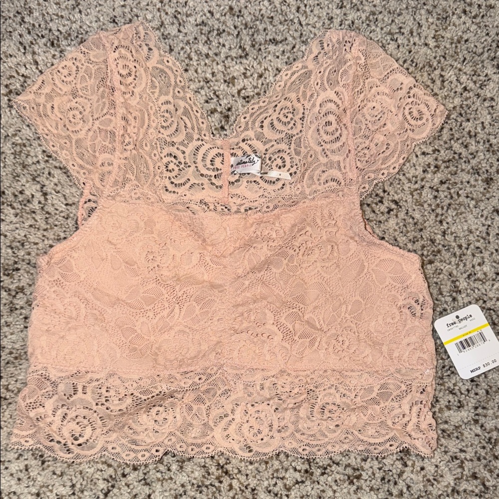 Free People Ballet Lace Top in Soft Pink